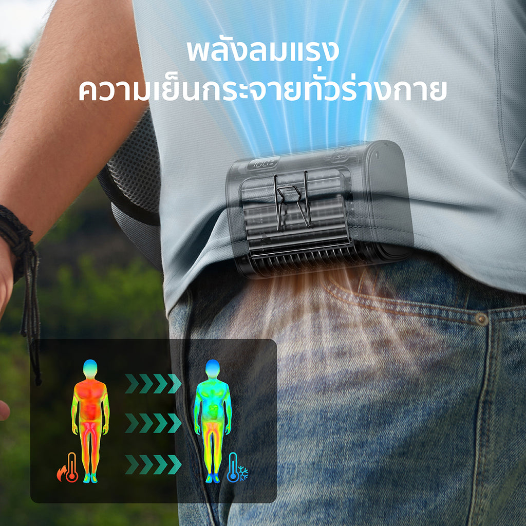 Aecooly Waist Clip Fan, Portable Fan-6000mAh/9000mAh.(Model UH01/UH01-A)