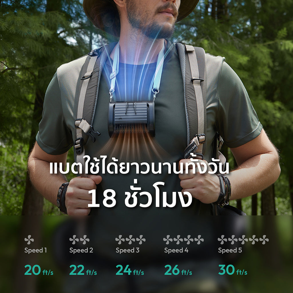 Aecooly Waist Clip Fan, Portable Fan-6000mAh/9000mAh.(Model UH01/UH01-A)